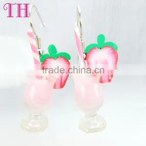 China Manufacturer no Harm Resin Strawberry Cup Earring Chain Pendant Necklace thumbnail-2