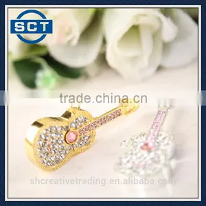 Crystal Guitar Shaped USB Flash Drive With Jewelry Surface 8GB/16GB/32GB thumbnail-2