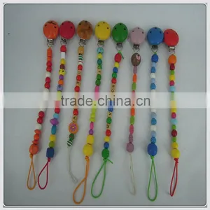 New Colorful Baby Soothie Pacifier Holder Clip With Wooden Clips thumbnail-1