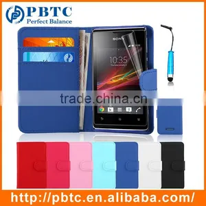 Set Screen Protector Stylus And Case For Sony Xperia E Dual C1605 , Leather Wallet White Phone Case thumbnail-5