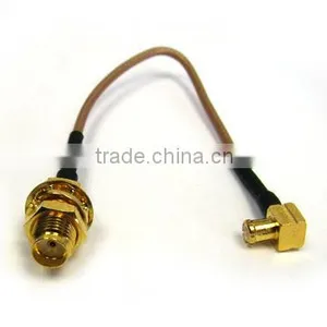 MCX Male Right Angle R/A to SMA Female Bulkhead With RG178 Cable, Cable Assembly, Pigtail, Jumper Cable thumbnail-1