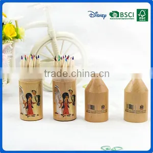 Customer Disign 3.5inch Kids Color Pencils Set Into Wooden Pencil Shaped Box Back to School thumbnail-2