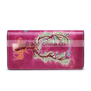 Fashion Trendy Pretty Women Rose Red Leather Zipper Clutch Wallets With Card Slots thumbnail-1