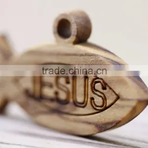 Olive Wood Jewelry St. Peter Fish Pendant thumbnail-6