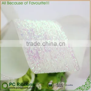 25mm White Metallic Velvet Ribbon Glitter Ribbon Wholesale thumbnail-1