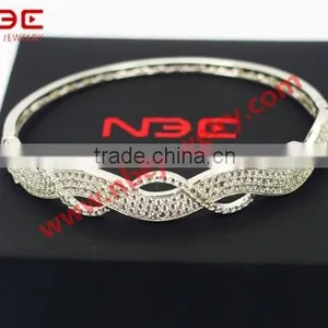 2015 Wax Mocro Pave Setting Silver Bangle,most Popular Silver Bangle for Girls and Women thumbnail-1