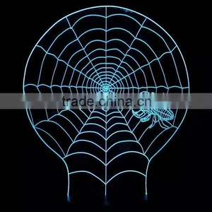 3D Optical Illusion Spider Web Night Lamp Night Light 10 Colorful LEDs Ultra-thin Acrylic Light Panel AA Battery or DC 5V thumbnail-3