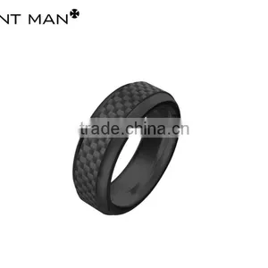 New Design American Style Rose Gold Plating Custom Carbon Fiber Ring for Men Titanium Ring Band thumbnail-2