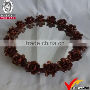 Rusty Round Floral Antique Mirror Reproduction thumbnail-1