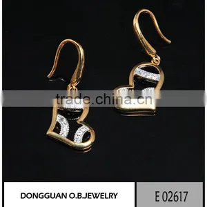 Fashion Dubai Gold Jewelry Earring Heart Shape Hook Designs/clear Crystal Earring thumbnail-1