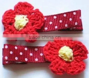 Cute Flower Grosgrain Ribbon Full Lined Alligator Hair Clip (FCK-101070050-C) thumbnail-1