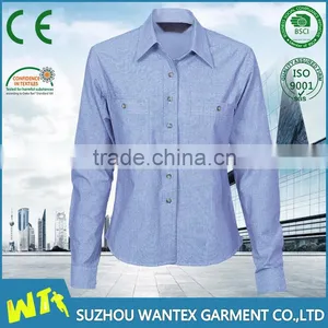 Women Blue 100% Silm Fit Shirts thumbnail-1