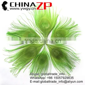ZPDECOR Factory Bulk Sale Cheap Selling Dyed Lime Green Trimmed Short Peacock Feathers for DIY thumbnail-1