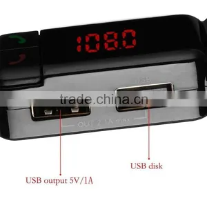 Factory Supply, Portable Dual 2 USB Charger LCD Bluetooth Car Kit MP3 AUX FM Transmitter Adjust thumbnail-3