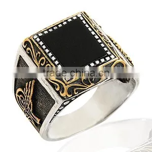925K Sterling Silver Ottoman Tugra Men Ring thumbnail-1