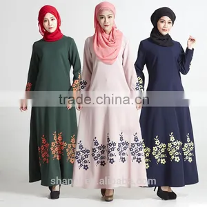 Southeast Asia Malaysia Muslim Women Abaya Kaftan Floral Printed Long Dress thumbnail-1