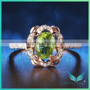 Engagement Ring Apple Green Gemstone Ring White Diamond Rose Gold Lady's Ring Wedding Ring thumbnail-2