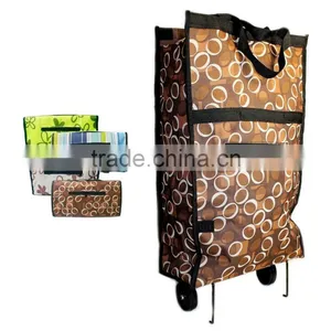 Portable Foldable Rolling Wheeled Cart Trolley Shopping Bag for Shopping Travel thumbnail-1