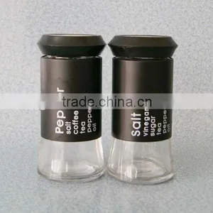 Wholesale Glass Spice Jar Pepper Salt Bottle With Metal Coating Black thumbnail-1