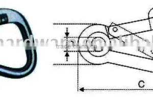 Stainless Steel Asymetric Snap Hook With Eyelet and Rivet at Both End (snap Hook) thumbnail-1