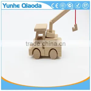 Wood 3D Vehicle Puzzles Mini Crane Car 3D Woodcraft Kit Assemble Paint DIY 3D Puzzle Toys for Kids Adults the Best Birthday Gift thumbnail-1