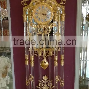 New Arrival Outstanding Gilt Bronze Clock, Carved Ornate Crystal Gold Gilt Rococo Clock thumbnail-1