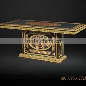 Noble Design Imperial Rectangular Dinner Table & Chairs, Luxury Wood Carved Pedestal Dinning Table, Royal Furniture Dinning Set thumbnail-2