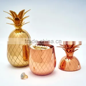 Decorative Gold Ceramic Pineapple Jar With Lids thumbnail-1