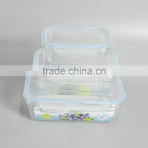 3 Pieces Plastic Lunch Box Rectangular Food Container With Lid thumbnail-1