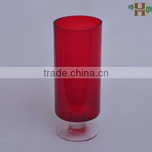 Hand Blown Red Glass Vases With Foot thumbnail-1