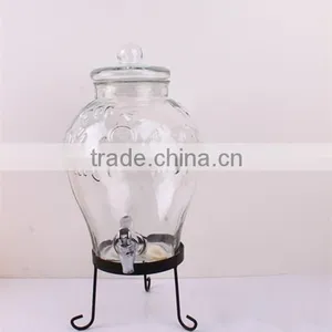 Water Faucet 5 Liter Embossed Glass Juice Jar thumbnail-2