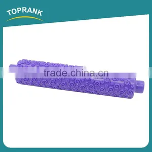 Toprank Food Grade New Design Textured Rolling Pin Engraved Rolling Pin Plastic Cake Fondant Decorative Embossing Rolling Pin thumbnail-1