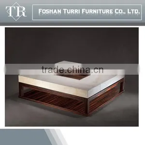 Antique MDF With Wooden Veneer Square Travertine Coffee Table thumbnail-5