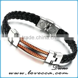 Bulk 316L Titanium Women / Mens Braided Leather Bracelet Wholesale thumbnail-1