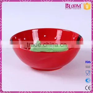 Hand-painted Red Ceramic Christmas Round Candy Bowl thumbnail-3