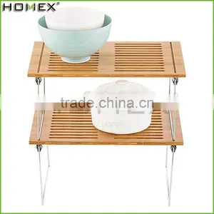 Bamboo Dish Drying Rack Kichen Shelf With Metal Leg Homex-BSCI Factory thumbnail-1