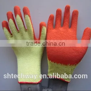Orange Latex Coated Yellow Cotton Gloves thumbnail-2