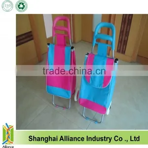 Colorful Fashion Nylon Foldable Trolley Shopping Bag With Wheels thumbnail-1