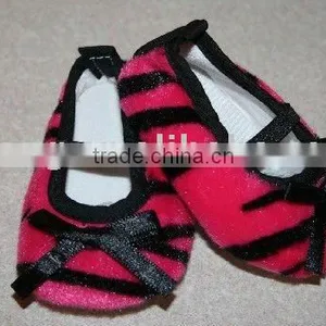Hot Selling Hot Pink Zebra Baby Shoes/ Flat Baby Crib Shoes thumbnail-1