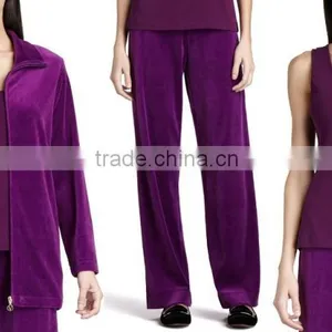 Long Velour Jacket Sleeveless Tank-Velour Pants Petite for Women thumbnail-2
