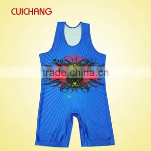 Wrestling Singlets, Custom Design Hot Sale Wrestling Singlets Wholesale Polyester Heat Transfer thumbnail-1