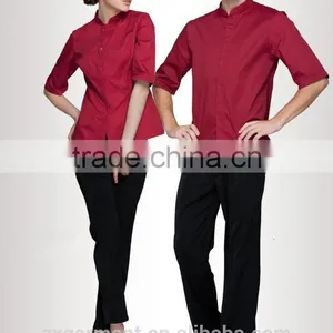 OEM Fashion Designer Poly Cotton Red Hotel Men Jacket Chef Uniform thumbnail-1