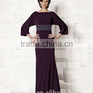Formal Long Sleeve Beaded A-line Full Length Round Neck Mother Dress Muslim Bridal Gown thumbnail-2
