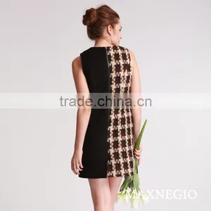 2015 Sleeveless Stitching Hawaiian Style Casualladies Check Dress thumbnail-4