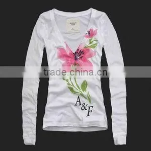 Women's Long-sleeved T-shirt, Made of Cotton Material, Customized Colors Accepted thumbnail-1