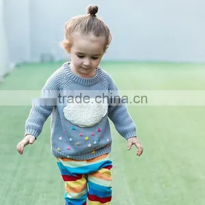 S17688A 2017 Pullover Children Sweaters Cartoon Cloud Long Sleeve O-neck Kids Knitted Sweater thumbnail-1