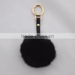 Myfur Customized Size and Color Real Rabbit Fur Pompom Keychain Fashion Bag Charm thumbnail-5