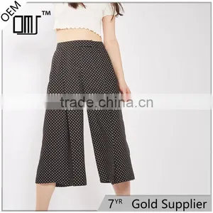 New Arrival Womens High Rise Polka Dot Wide Leg Cropped Slacks thumbnail-1