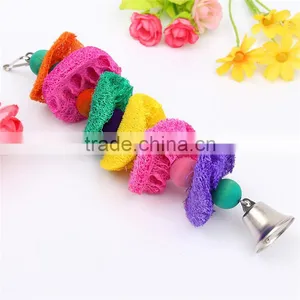 Newest Colorful Loofah Sponge Pet Bird Parrot Cage Macaw Cockatoo Cockatiel Conure Handmade Toy Plant Fibre Parrot Chew Toy thumbnail-4