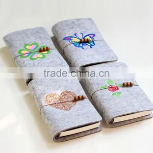 Novel Logo Custom Felt Cover With Embroidery Spiral Binding Dairy Notebook With Button thumbnail-5